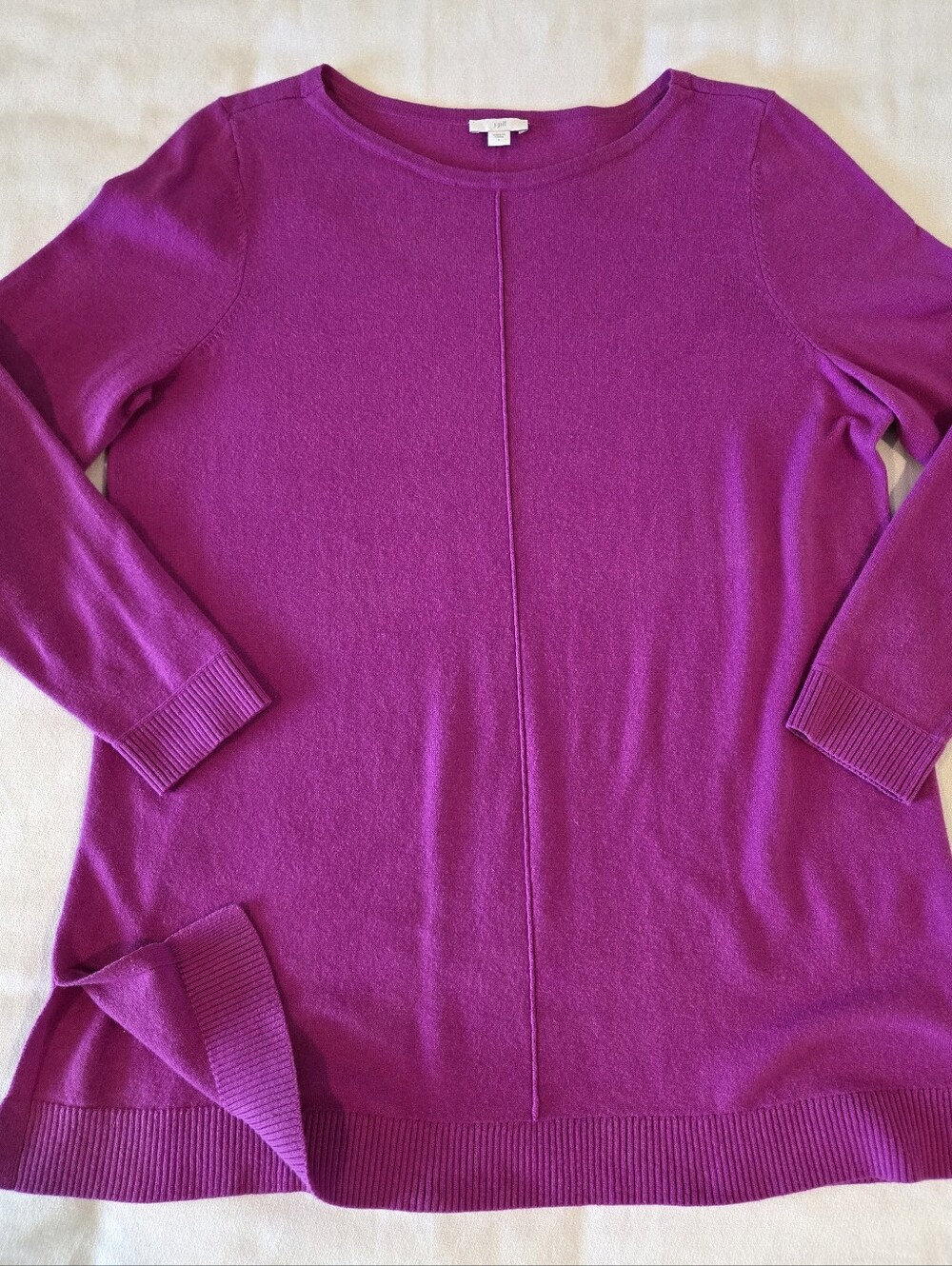J. Jill Knit Tunic Sweater Split Hem Cotton Blend Size Large Purple
